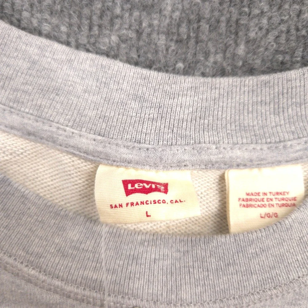 Levis Sweatshirt Mens L‎ Gray Heather Graphic Standard Crewneck Relaxed Fit NEW